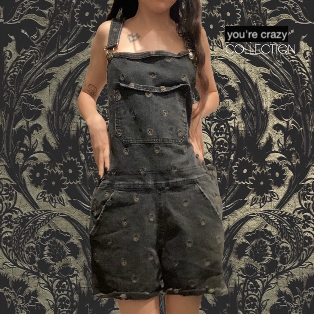 RARE Gothic 2017 Drop Dead Clothing Pentagram Dungarees